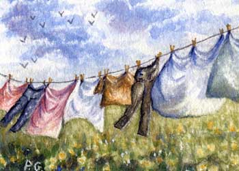 "Washday" by Patricia Gergetz, West Bend WI - Watercolor - SOLD